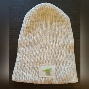 Cream Knit Love Your Melon Beanie with Star Wars Grogu Patch